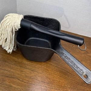 Cuisinart Outdoor Square Cast Iron Basting Sauce Pan with Basting Brush / Mop